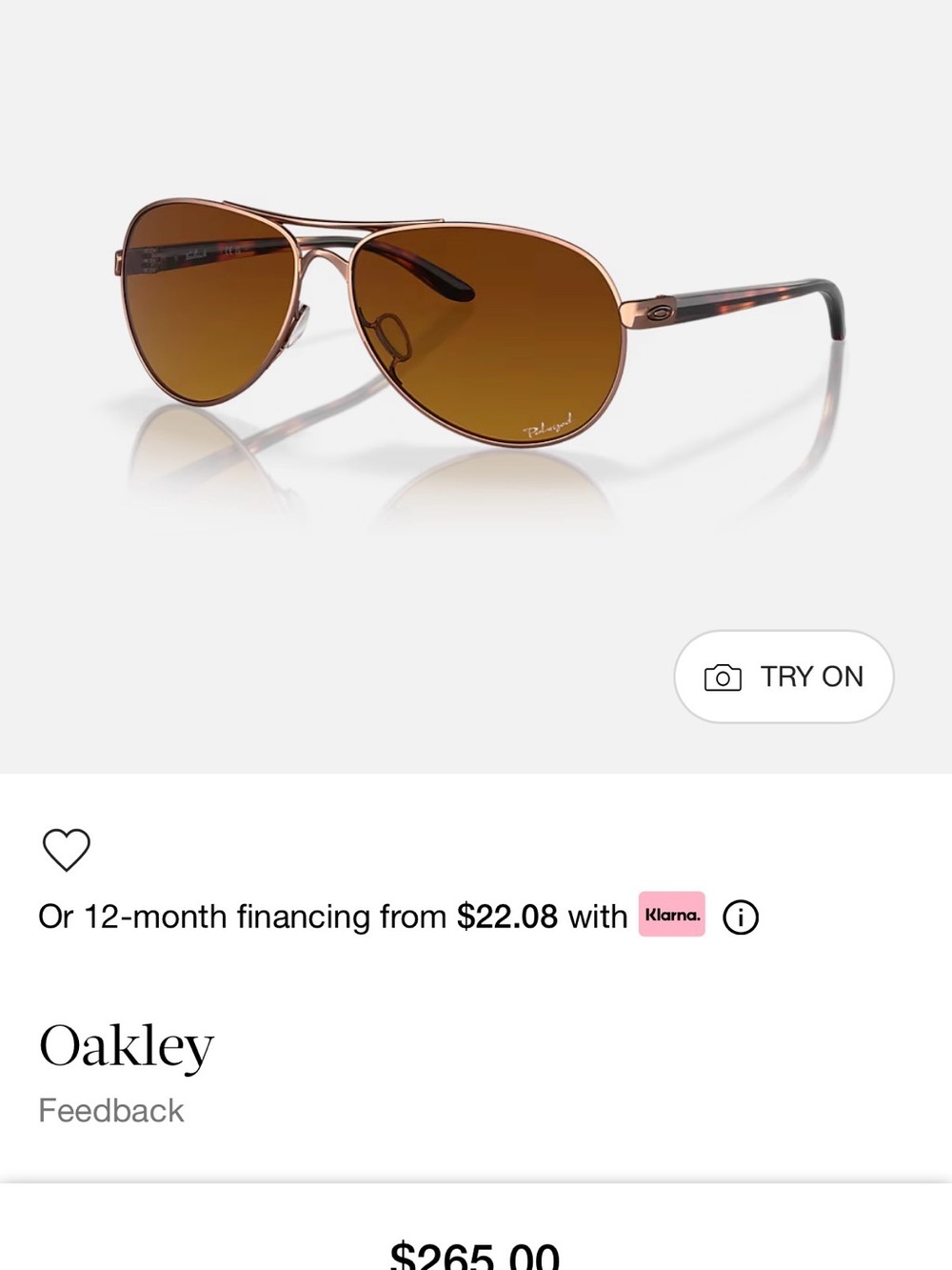 Oakley Feedback Sunglasses in Rose Gold with Brown Gradient Lenses